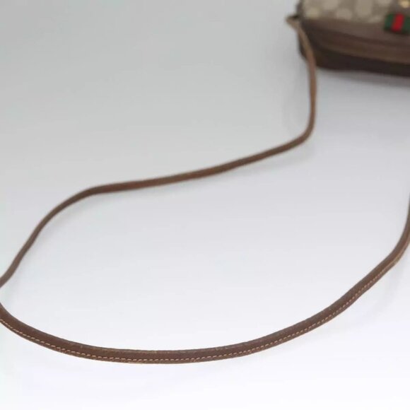 GUCCI GG Supreme Web Sherry Line Shoulder Bag PVC Beige Red Auth 99180 - Picture 10 of 16